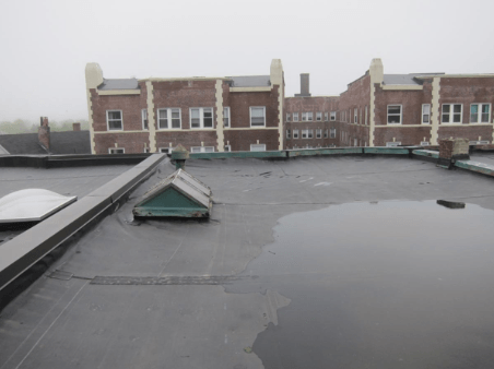 Area of active ponding on the roof