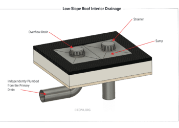 Low Slope Roof Interior Drainage
